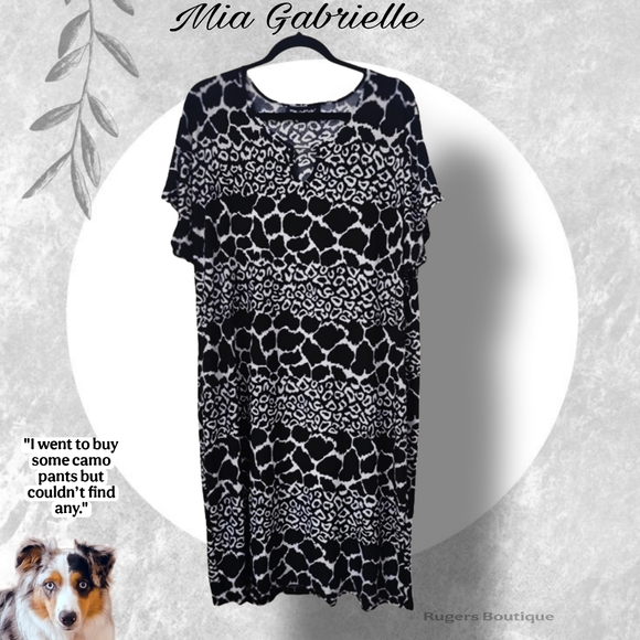 🌿Mlle Gabrielle Womens Black/White Animal Leopard Cheetah Print Dress 2x - Picture 8 of 9